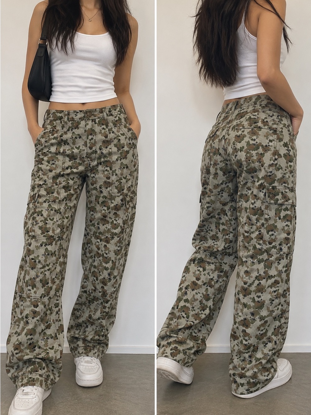 Anthropologie Camo Cargo Utility Pants Green Brown Size 4